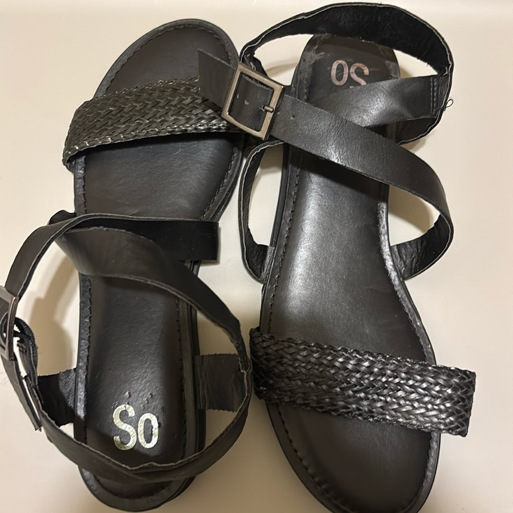 Flats Braided Black Sandals